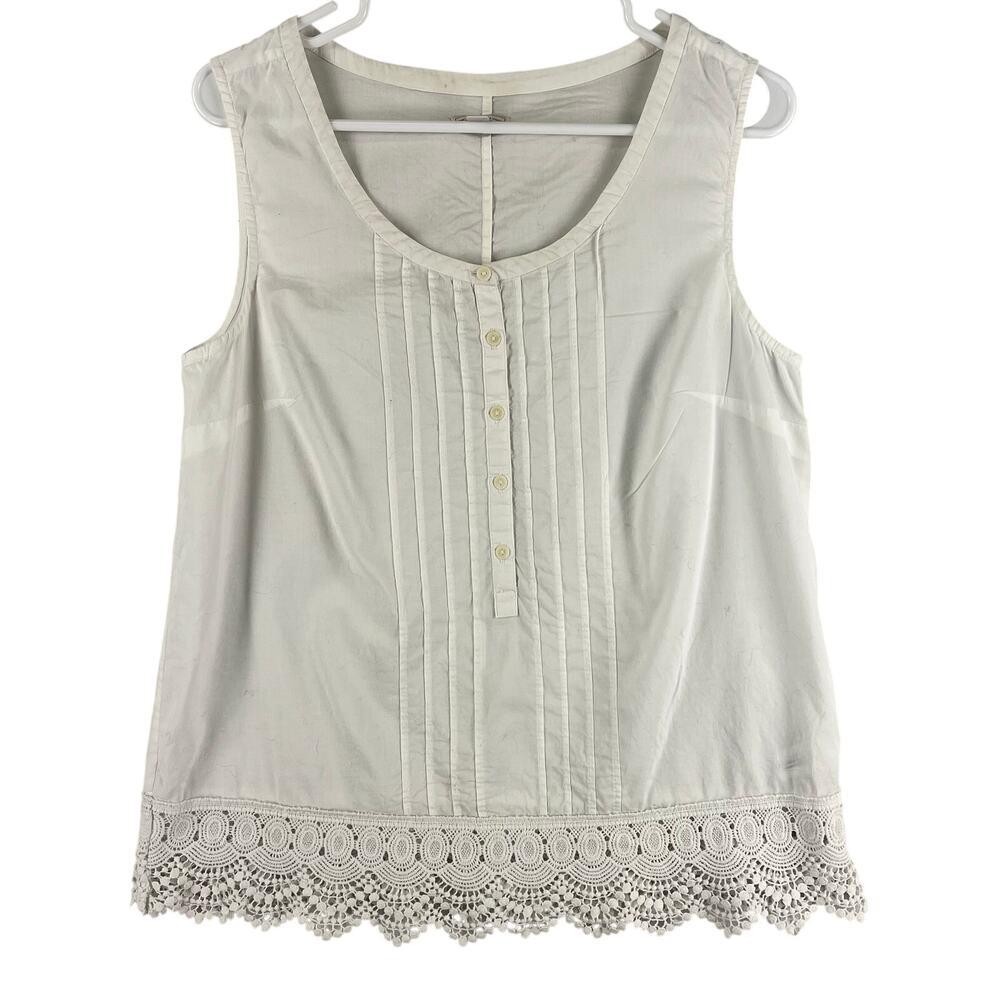GAP Cream Crochet-Hem Sleeveless Tank